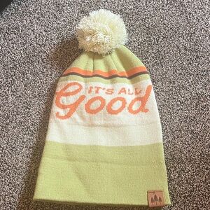 Kids/Adult One Size Pom-Pom Beanie - Green and Orange